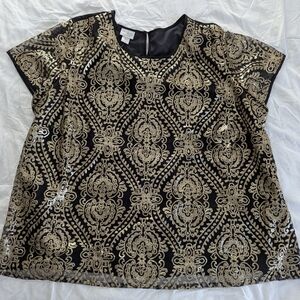 NWT Jaclyn Smith Gold Sequined Blouse